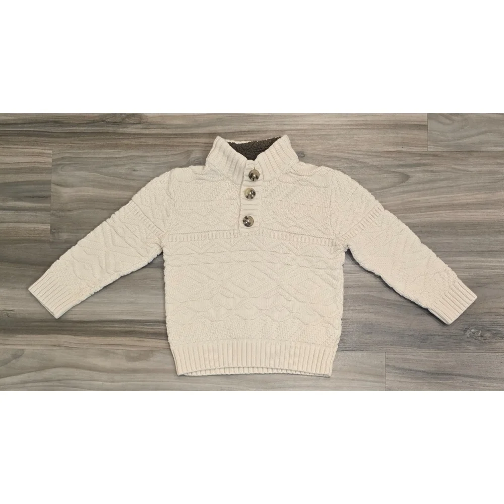 Cat & Jack Boys Cream Cable Knit Sweater – Size 4T
